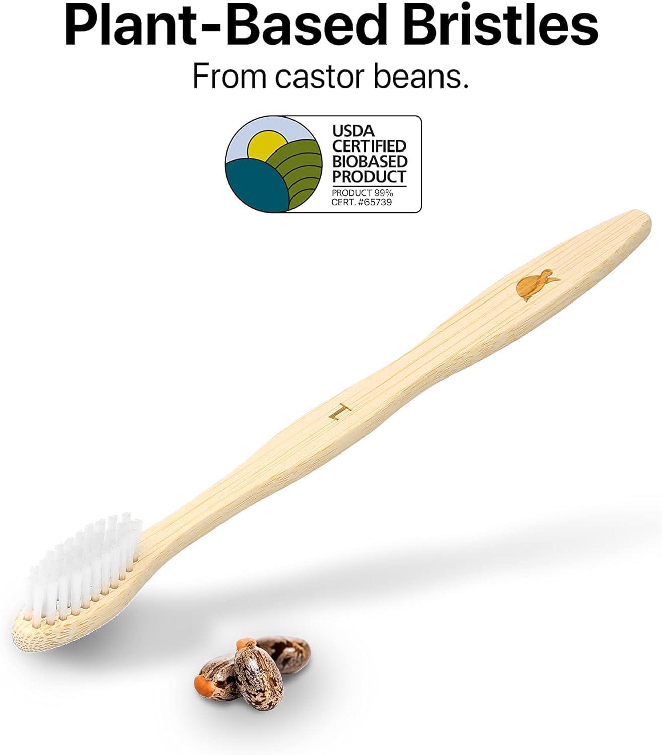 Sea Turtle Plant-Based Bristles, Bamboo Toothbrushes, Soft Natural Toothbrush for Adults (4 Pack) - Image 2