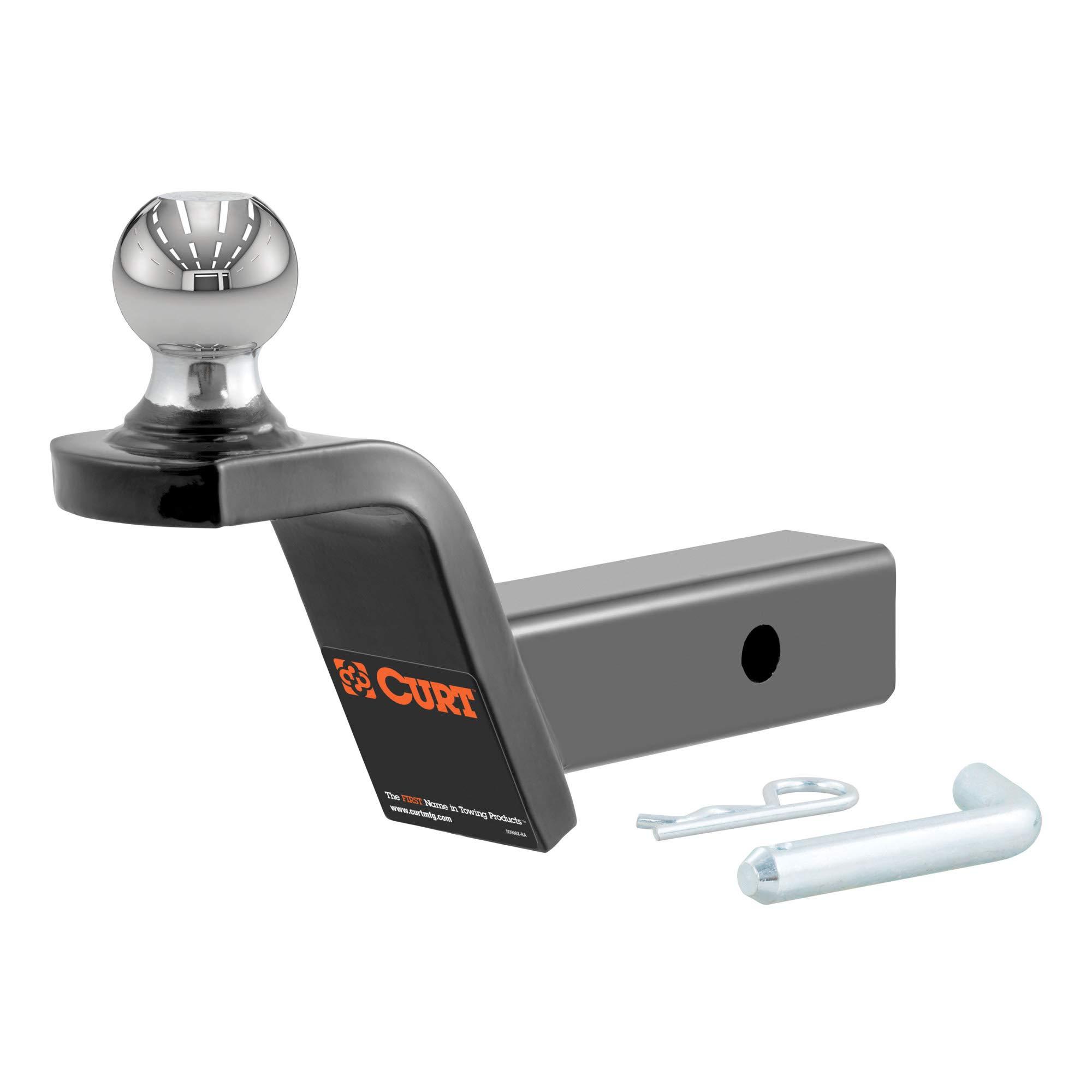 CURT 45155 Fusion Trailer Hitch Mount with 2-Inch Ball & Pin, Fits 2-In Receiver, 7,500 lbs, 2" Rise