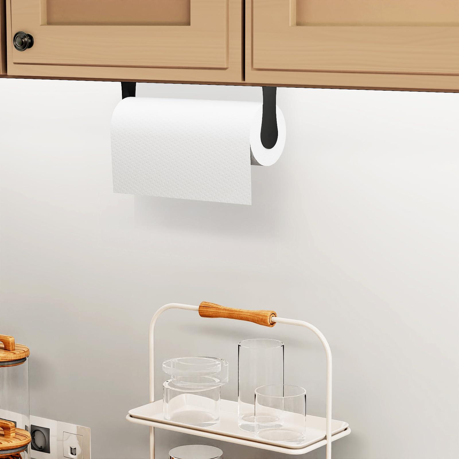 HZE Paper Towel Holder Under Cabinet, Stainless Steel, Black Wall Mount Paper Towel Holder for Kitchen and Bathroom, Adhesive or Screws - Image 7