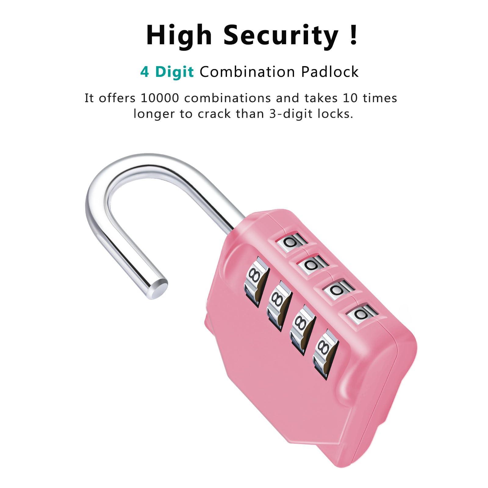 ZHEGE Combination Lock, 4 Digit Combination Padlock Outdoor, School Lock, Gym Locks (Pink) - Image 3