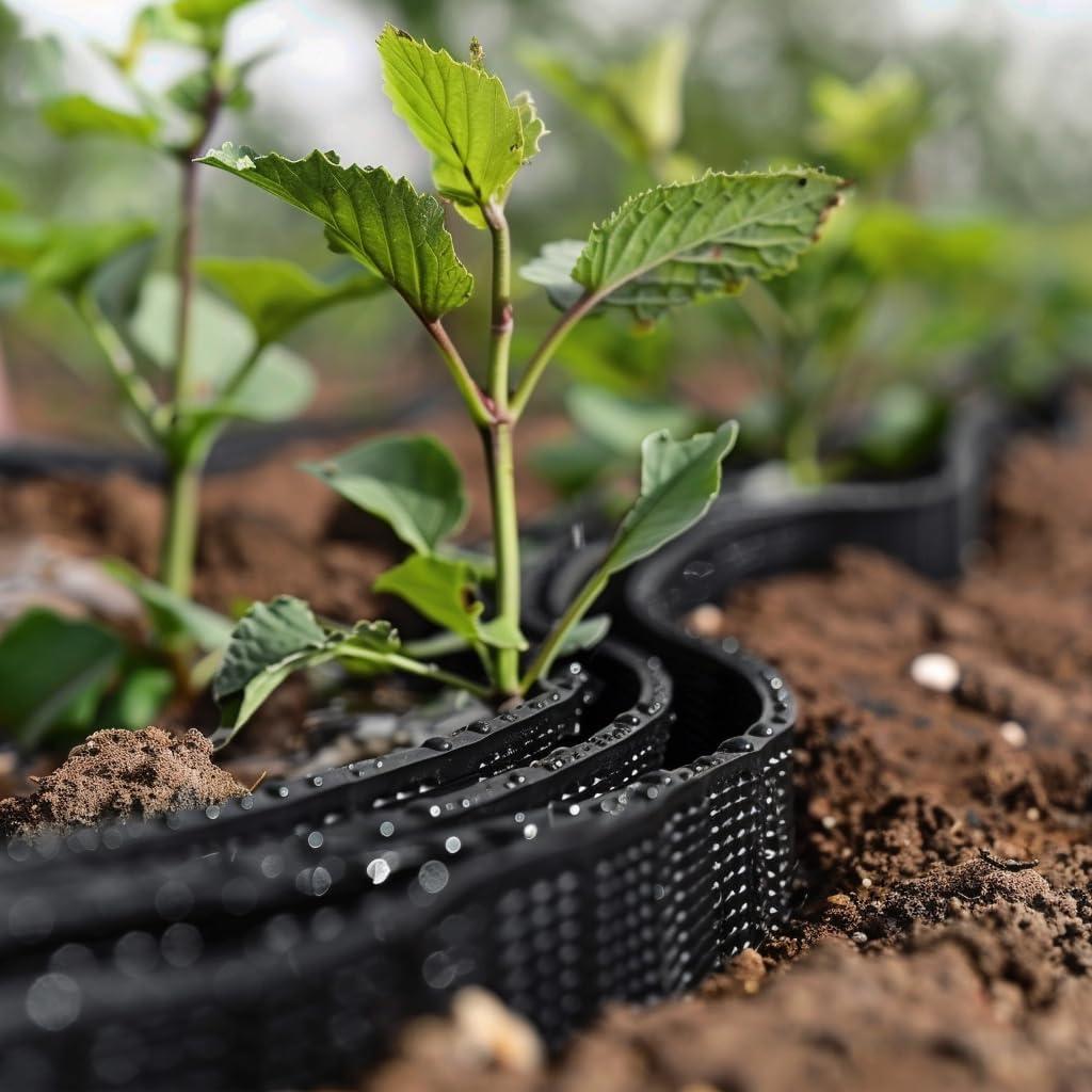 YXWUIVP 100-Foot Flat Soaker Hose - Providing an Efficient Watering Solution For Your Garden - with 3/4 Thread Connection Joints (50ft*2), Black - Image 2