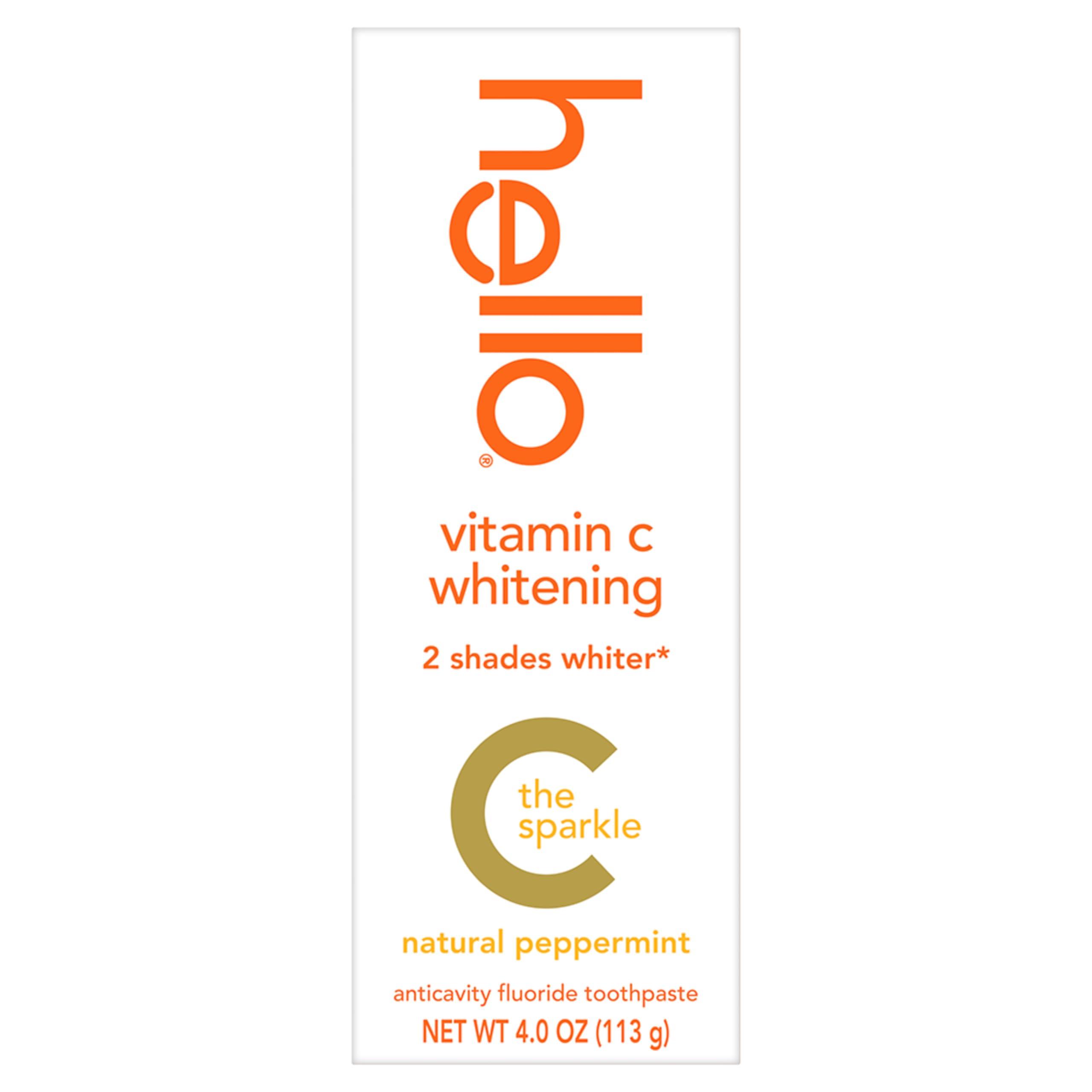 hello Vitamin C Whitening Toothpaste with Fluoride, Whitening SLS Free Toothpaste, Up to 2 Shades Whiter Teeth, No Peroxide, Safe for Everyday Use, Natural Peppermint, 4.0 Oz - Image 1