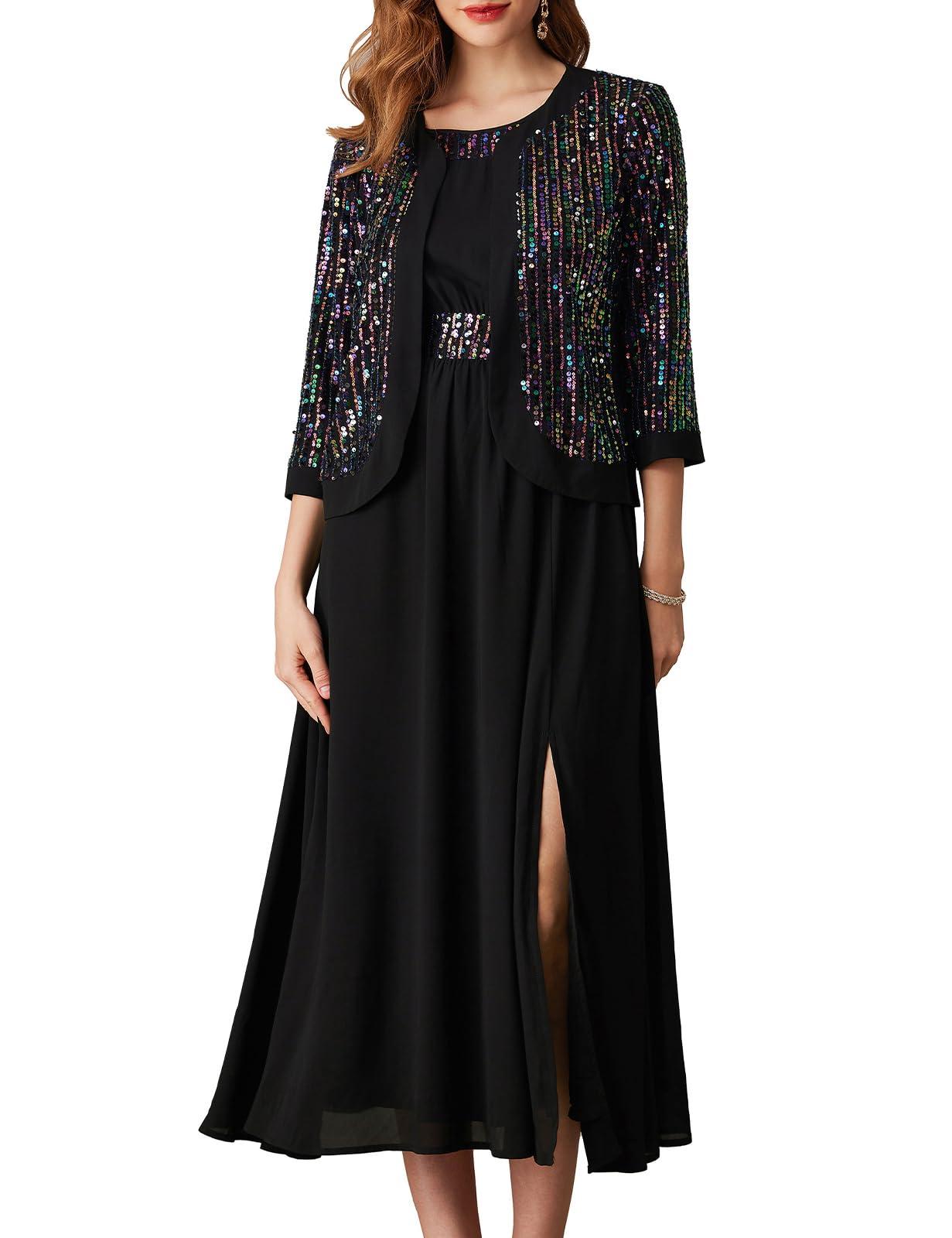 GRACE KARIN Women's Formal Dresses Mother of The Bride Dresses for Wedding Party Cocktail Dress Two Piece Dress Sequin Dress