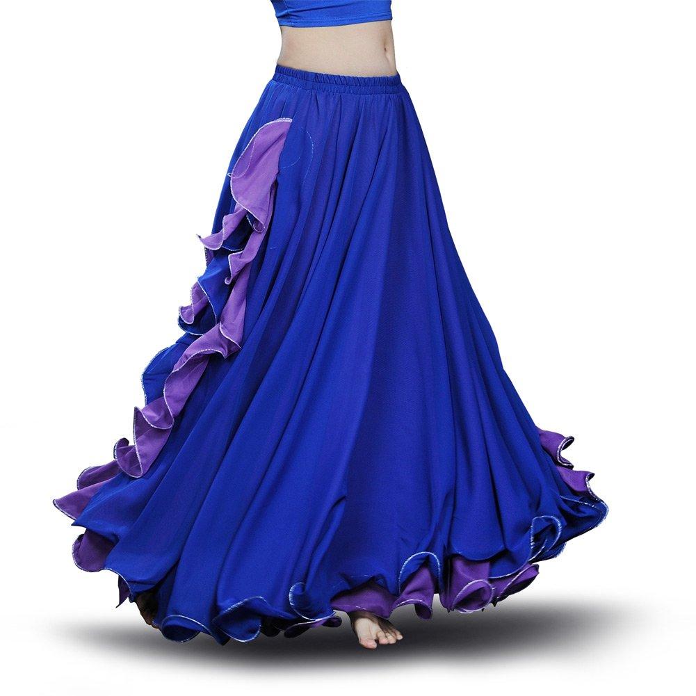 ROYAL SMEELA Chiffon Belly Dance Skirt Slit Tribal Bellydance Skirts Belly Dancer Costumes for Women Carnival Outfit