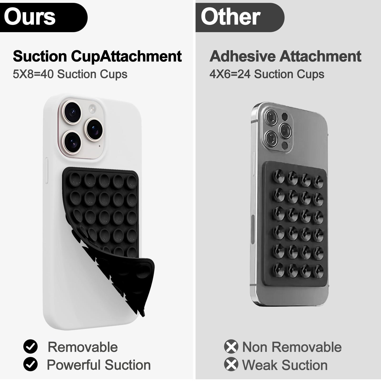 2 Pack Silicone Octo Cup Buddy Sticky Grip Holder for Cellphone, Silicone Suction Cup Phone Case Mount Double Sided, Hands-Free Phone Accessories Strong Grip Holder for Selfie and Video (Black) - Image 4