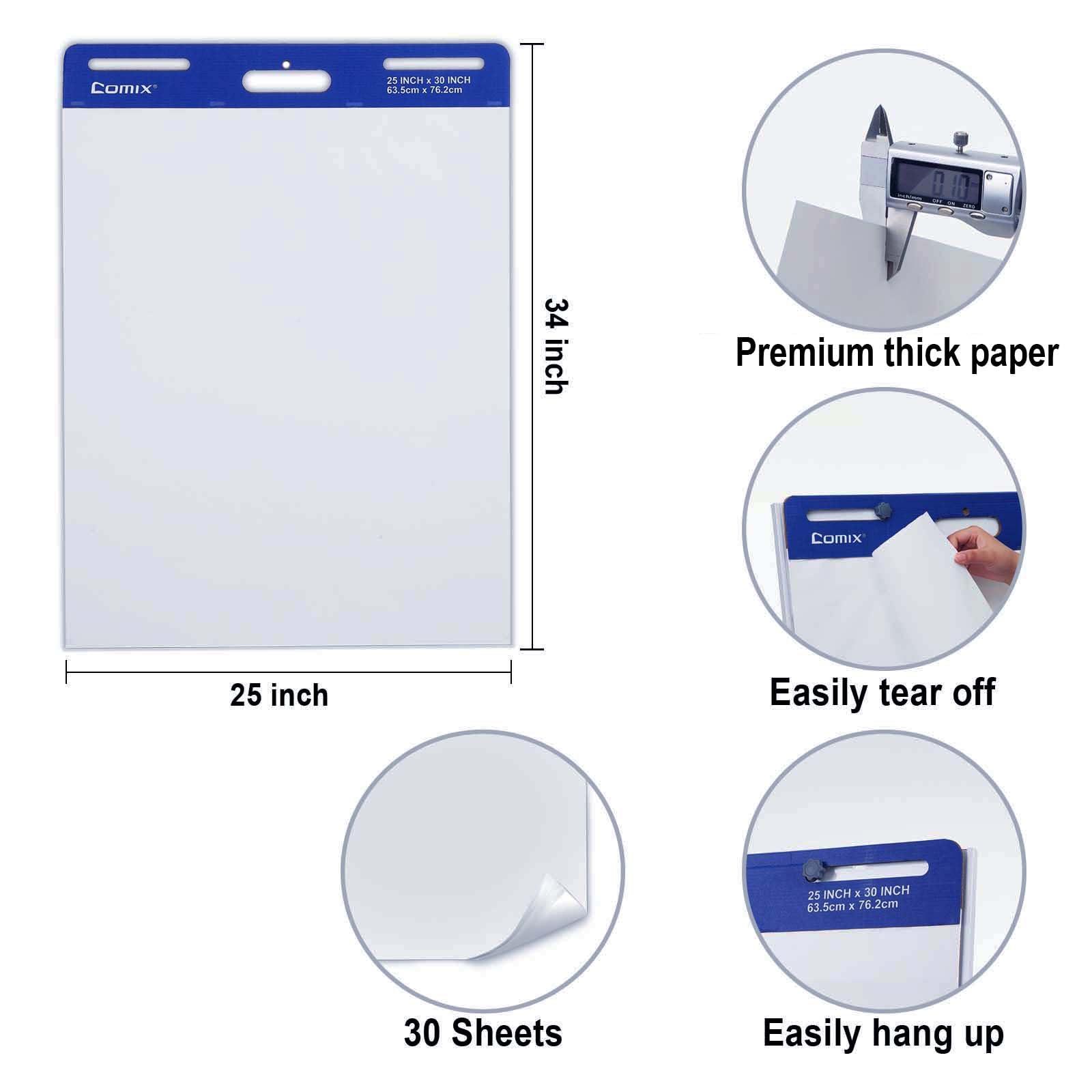 Comix Sticky Easel Pad, 25 x 30 Inches Flip Chart Paper for Teachers, Large Self Stick Easel Paper for Office School Classroom Supplies, 30 Sheets/Pad, 10 Pads/Pack - Image 3