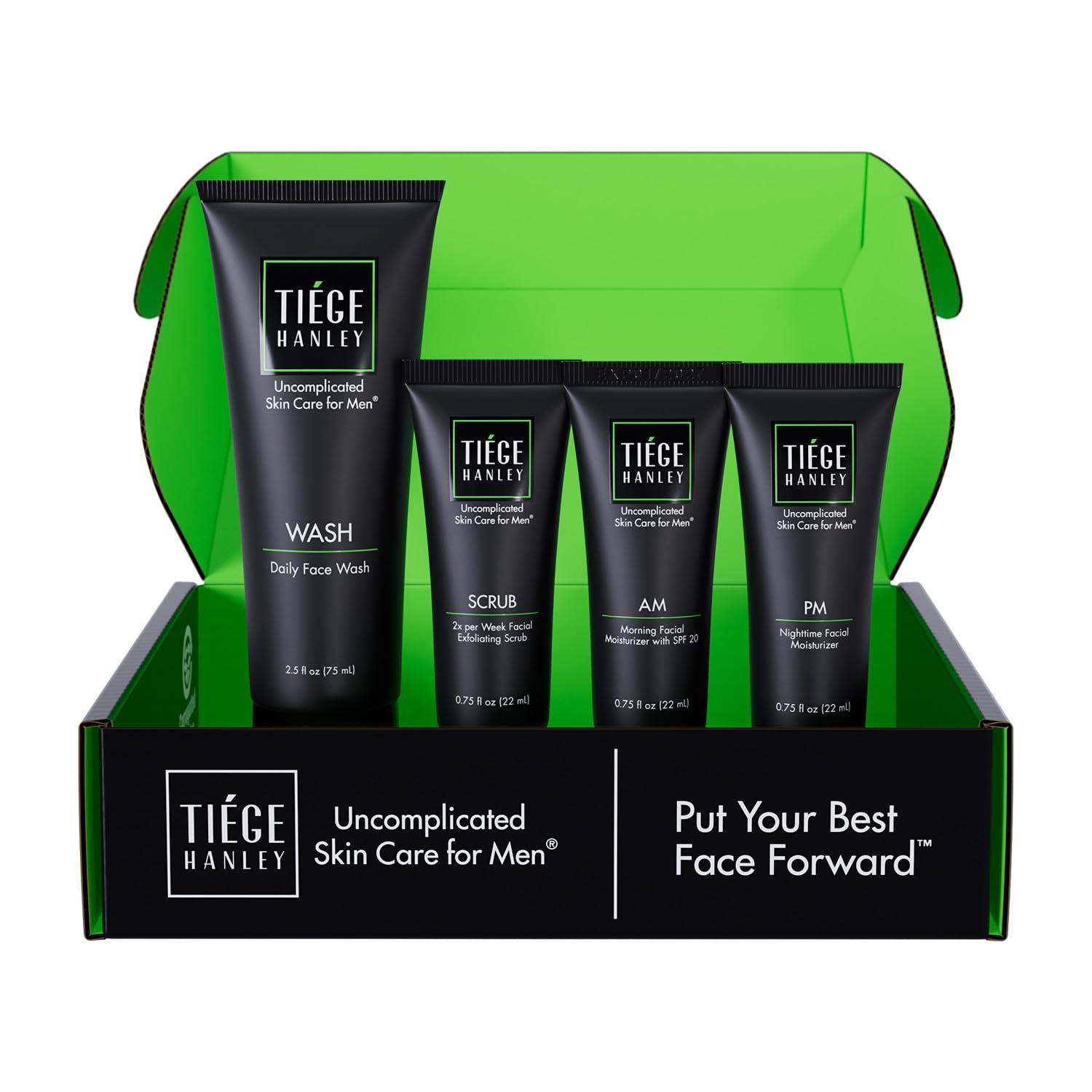Tiege Hanley Men’s Skin Care Set, Essential Routine (System Level 1) – Face Wash, Scrub & Moisturizer for Healthier, Hydrated Skin | Daily Men’s Skin Care Kit for Sensitive skin & Dryness Protection - Image 1