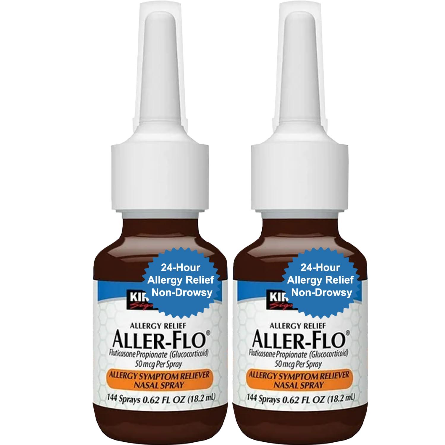 Aller-Flo Fluticasone Propionate (Glucocorticoid) 50 mcg, Allergy Nasal Spray Bundle with Exclusive Allergy Relief - Better Idea Guide (2 Bottles (288 Metered Sprays))