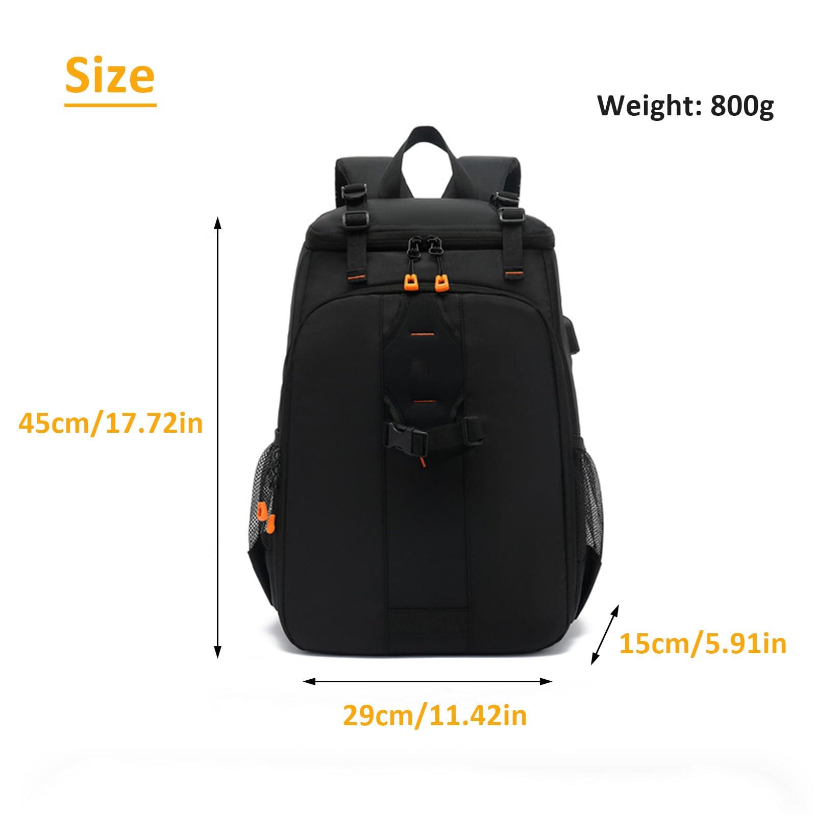Camera Backpack with USB Charging Port, 800g Light Backpack for DSLR, Water Large Capacity for Tripod Holder, 15.6 Inch Laptop Compartment, Photographers and Travelers - Image 7