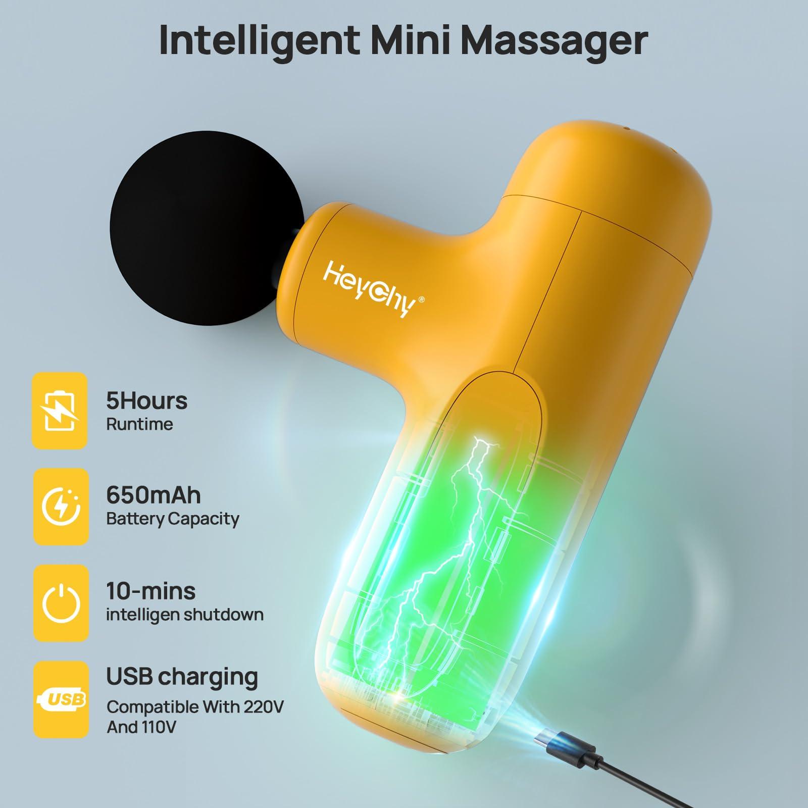 HEYCHY Super Mini Massage Gun,FSA/HSA Eligible,Deep Tissue Massager, Compact Travel Massage Gun, Full Body Recovery and Relief for Outdoors,USB Charging,5 Speeds,2025 Health Gifts for Man&Women - Image 2
