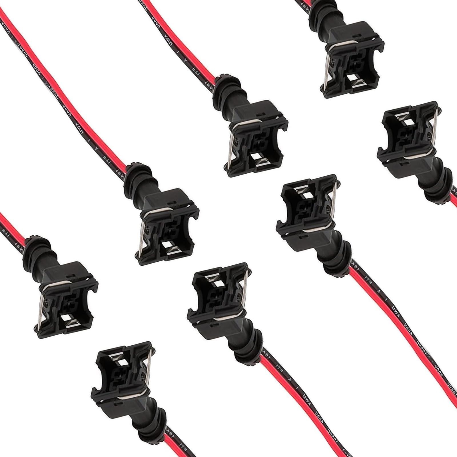 GRANDI Fuel Injector Connector, Waterproof Shell + Copper Core Plug Standard Specification Injector Socket, With Extended Pigtail Wiring Harness, Universal for Most Cars (Black)