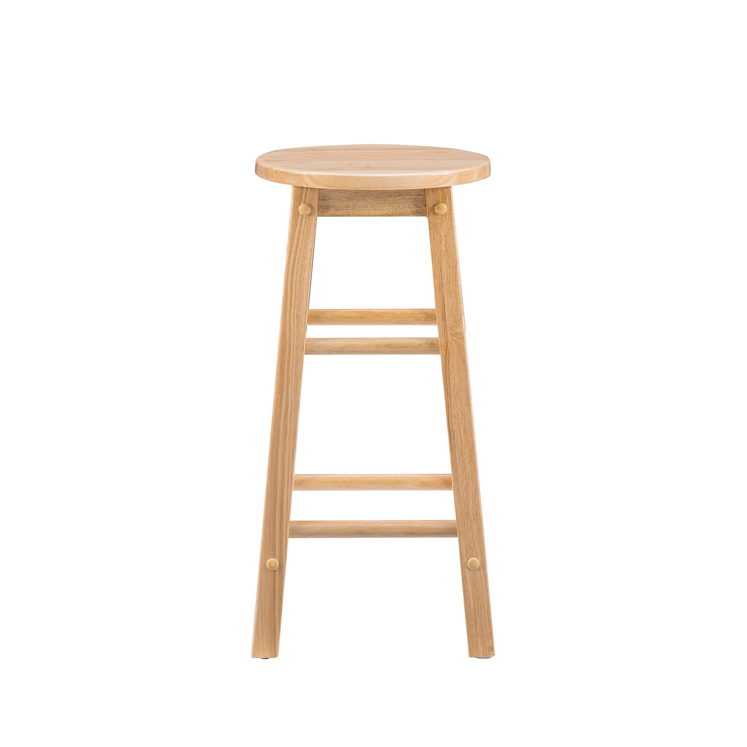 Linon Natural Barstool with Round Seat, 24-Inch - Image 9