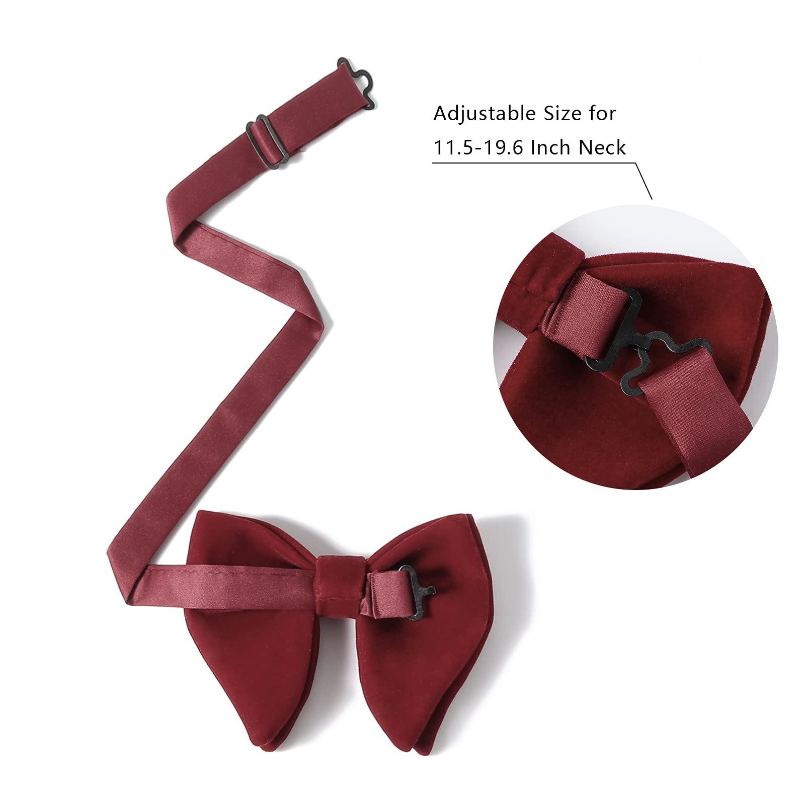 PACGOTH Bow Ties for Men, Men’s Pre-Tied Bow Ties, Velvet Bow Ties for Men, Adjustable Oversized Tuxedo Bow Tie With Gift Box - Image 5