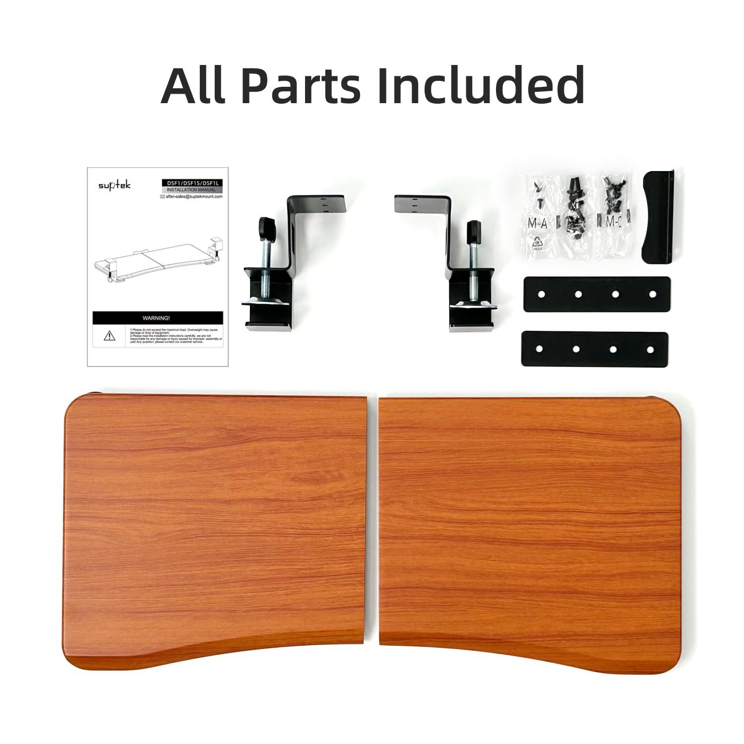 suptek Keyboard Tray Under Desk Pull Out with C Clamp Mount, Computer Keyboard & Mouse Tray, 25.6 (30 Including Clamps) x 11.8 inch Slide-Out Platform Computer Drawer for Typing, Dark Wood, DSF1SM - Image 9