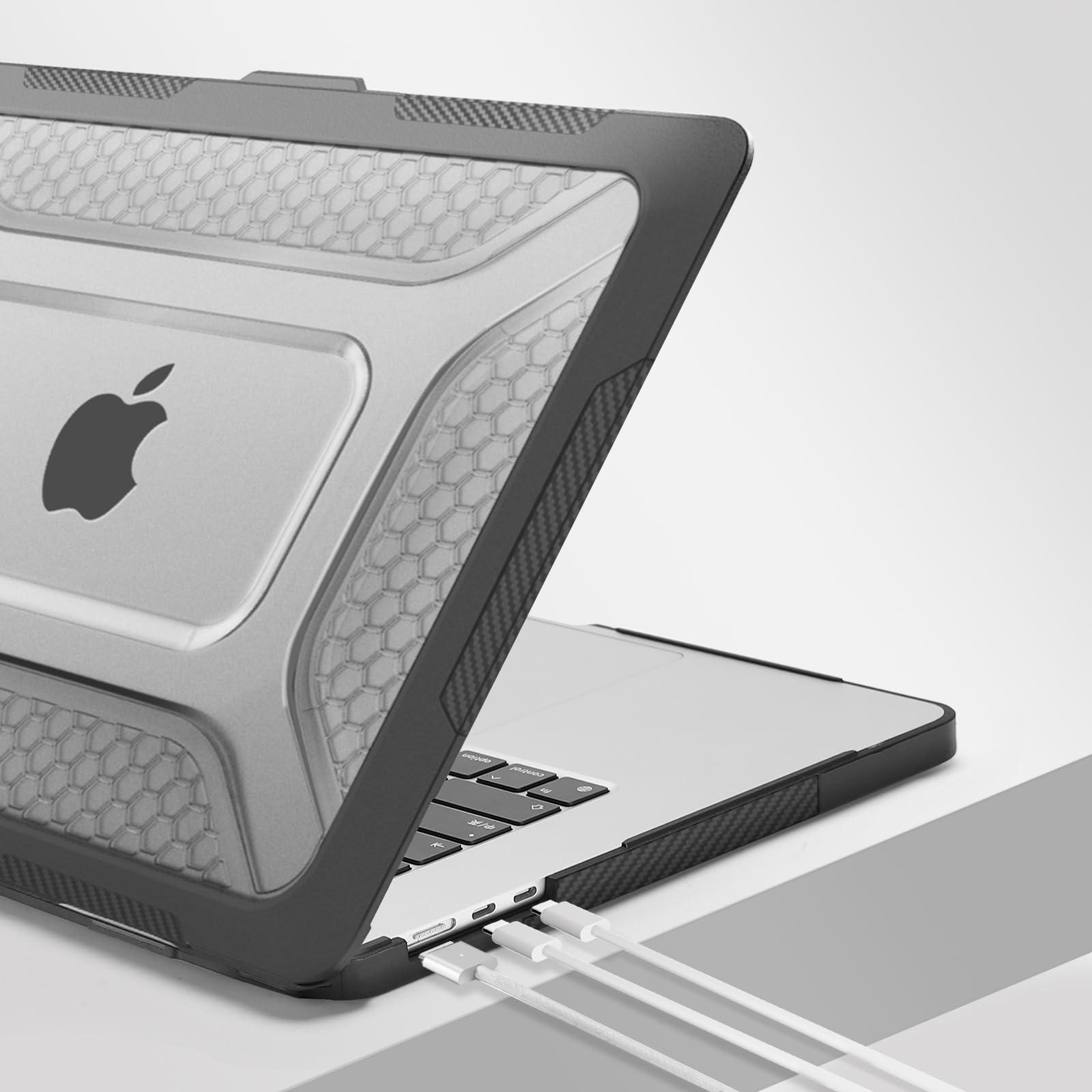 MOSISO Compatible with MacBook Air 15 inch Case 2025 2024 2023 M4 A3241 M3 A3114 M2 A2941, Honeycomb Shockproof Heavy Duty TPU Bumper Plastic Hard Case with Fold Kickstand&Keyboard Cover, Black - Image 7