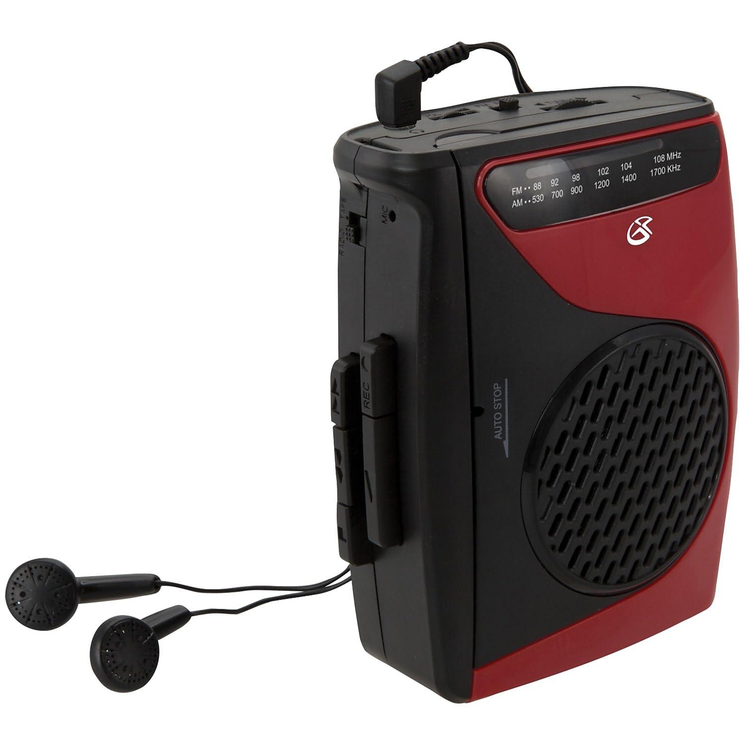 GPX Portable Cassette Player, Compatible With Headphone, 3.54 x 1.57 x 4.72 Inches, Requires 2 AA Batteries - Not Included, Red/Black (CAS337B) Black/Red - Image 6