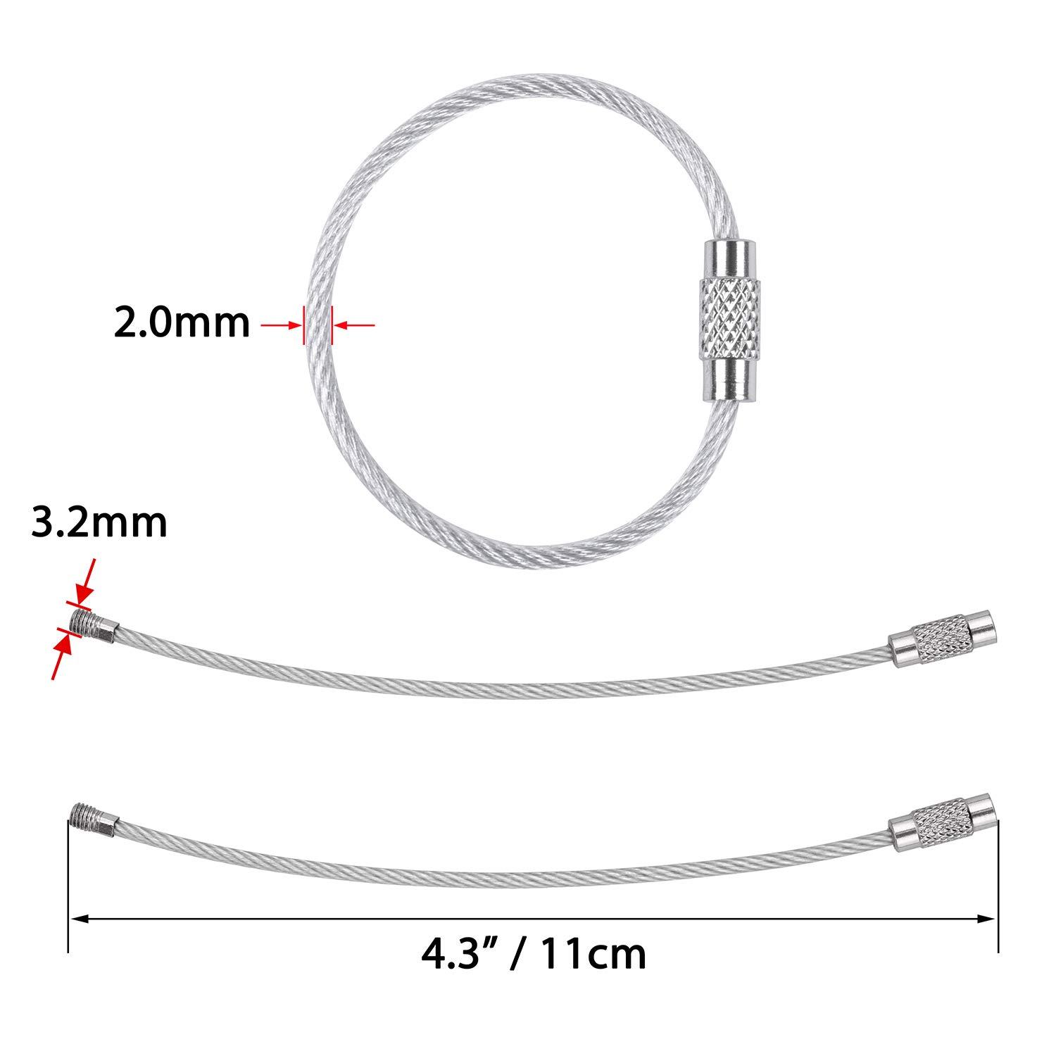 Wisdompro Keychain, 12 Pack of 4.3 Inches Stainless Steel Wire Ring 2mm Cable Loop Rings for Hanging Luggage Tag, Keys and ID Tag Keepers - Silver - Image 2