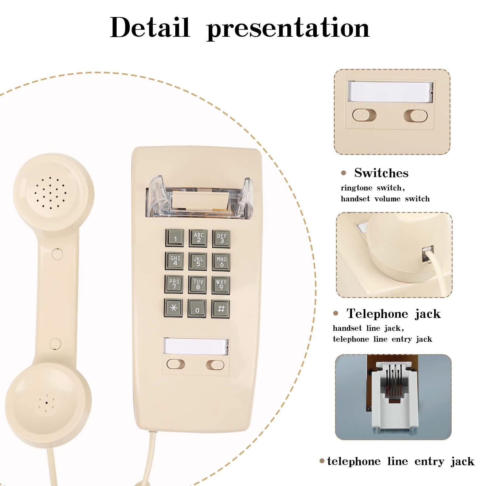 Wall Phone with Classic Design,Corded Wall Phone,Crisp Mechanical Ringer,Easy to Install, Retro Phone, Perfect for Kitchen,Living Room & Bedroom (Beige) - Image 3