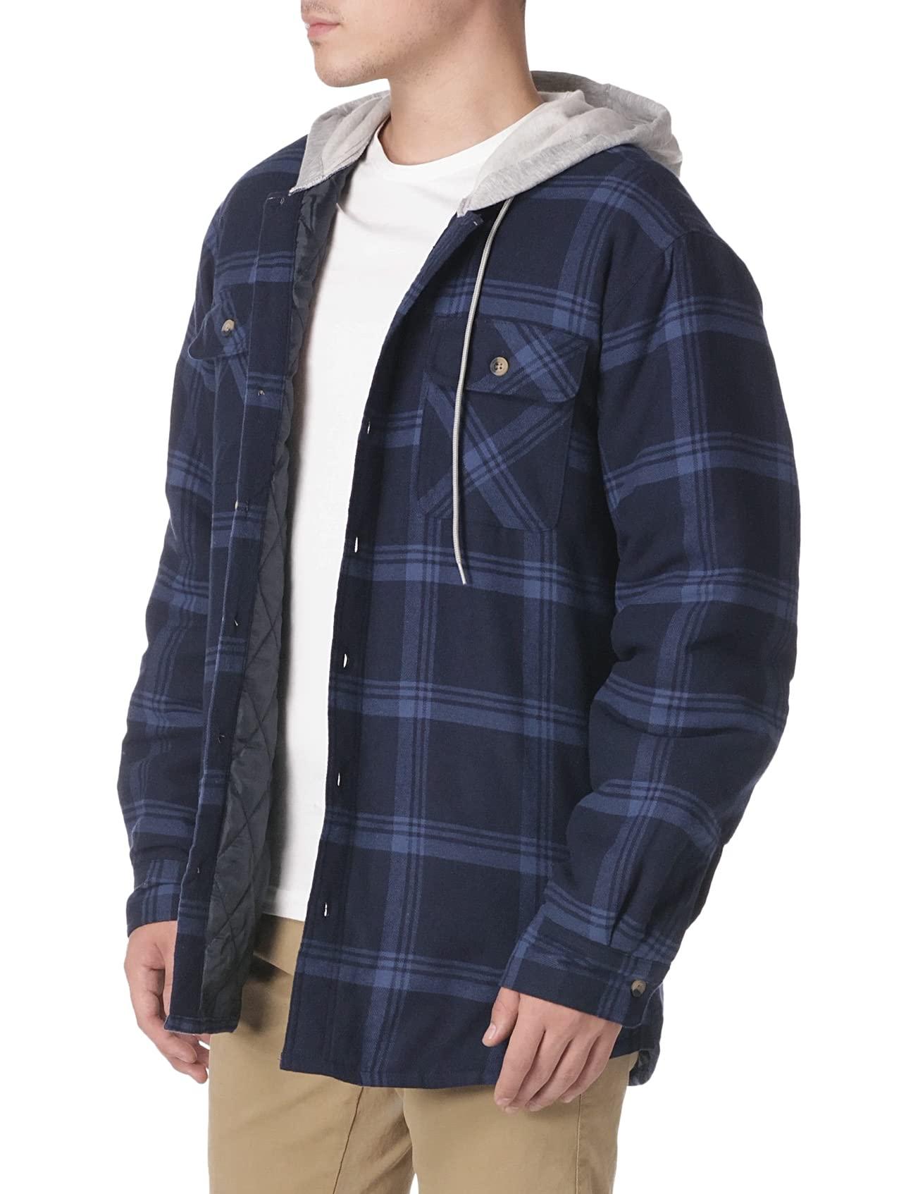 Wrangler Authentics Men's Long Sleeve Quilted Lined Flannel Shirt Jacket with Hood - Image 3