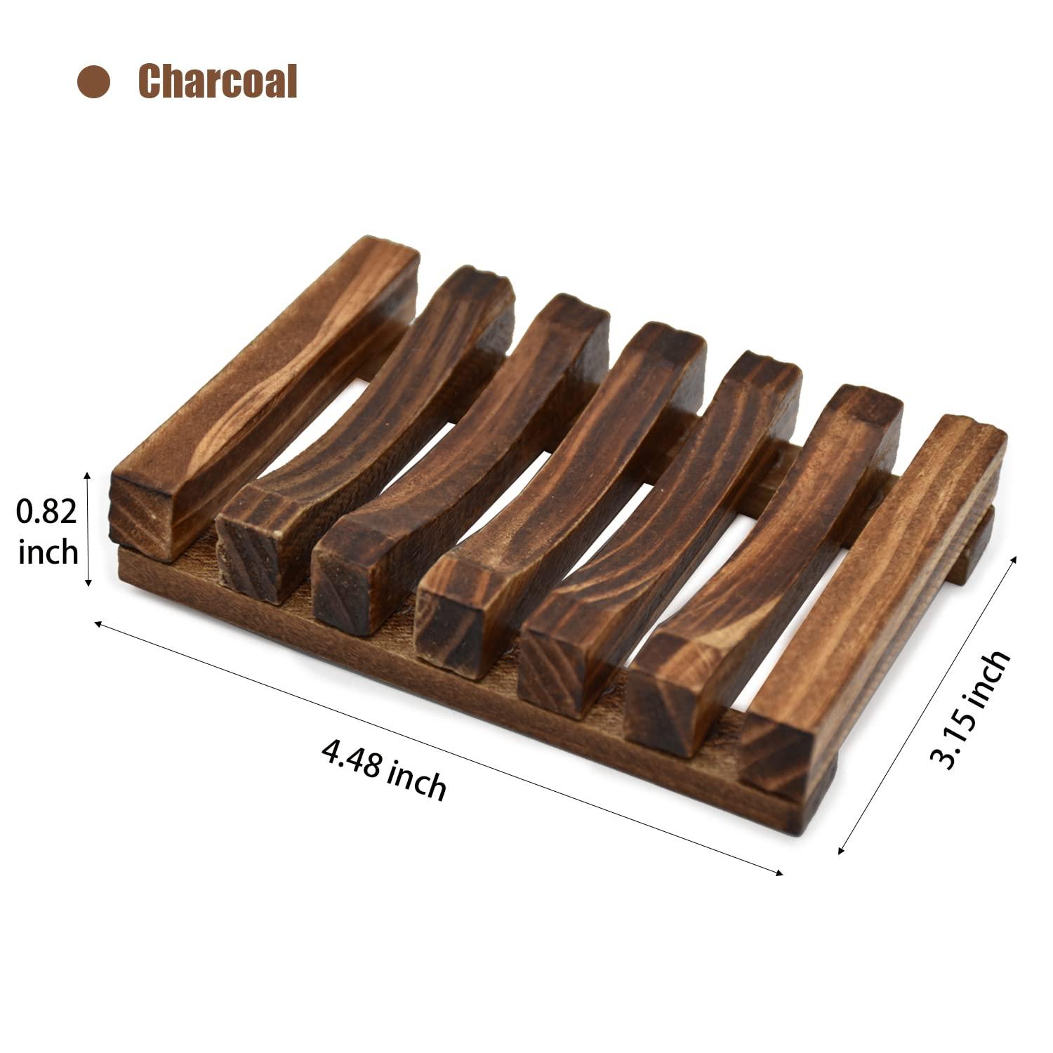 3 Pcs Natural Wooden Soap Dish Holder for Shower, Self Draining Soap Tray for Bathroom, Extend Soaps Life and Keep Dry - Image 2