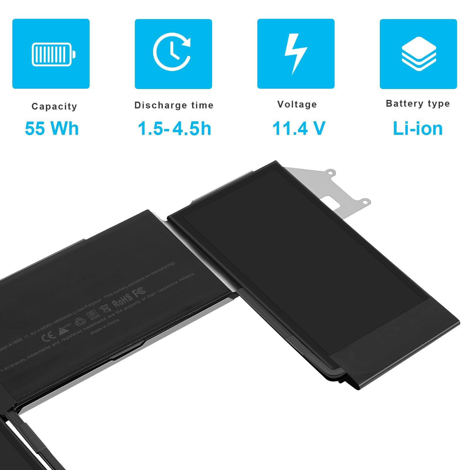 A1965 Laptop Battery for MacBook Air 13" Retina A1932 (2018 2019, Early 2020) A2179 EMC 3184 3302 MacBook Air8,1 8,2 9,1 MRE82 MRE92 MVFH2 MWTJ2 MVH22 MVFM2 MVFK2 MREE2 MREC2 MREA2 MREF2 MUQT2 MUQU2 - Image 5