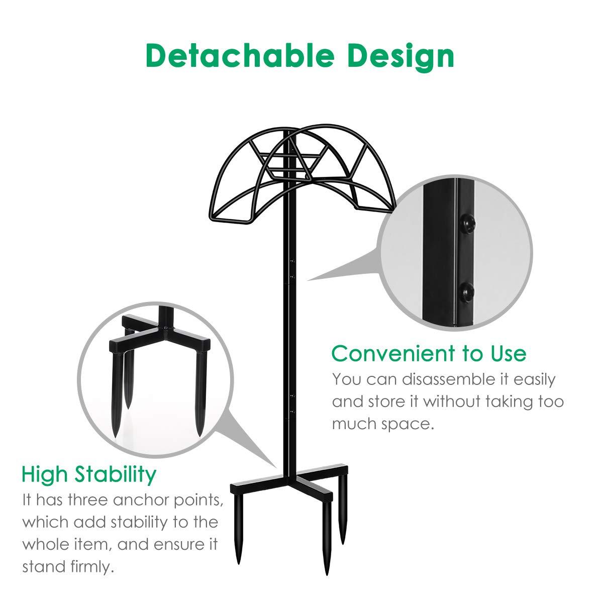TomCare Garden Hose Holder Detachable Metal Water Hose Holder Hose Hanger Heavy Duty Hose Holder Free Standing Garden Hose Storage Hose Stand for Outside Yard, Black - Image 3