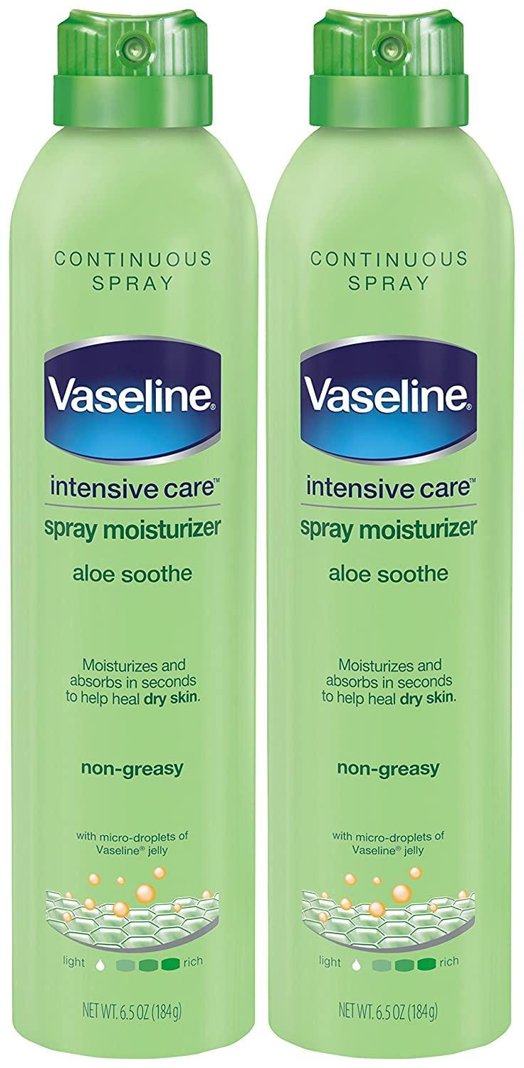 Vaseline Aloe Soothe Spray 2-Pack – Non-Greasy, Fast-Absorbing All-Over Soothing Moisturizer for Dry Skin, 6.5 Oz Ea