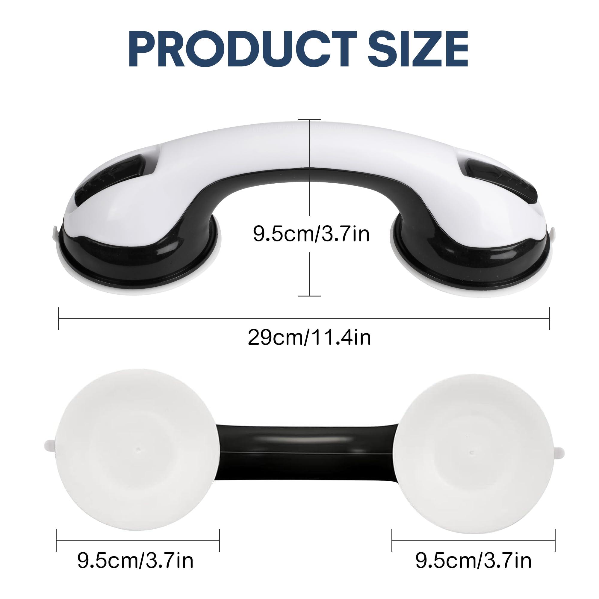 Auroras 12 Inch Grab Bars for Bathtubs and Showers with Suction Cup, Removable Shower Grab Bars for Seniors, No Drilling Heavy Duty Shower Handle for Bathroom Safety, Handicap Grab Bars,Black (2 Pack) - Image 3