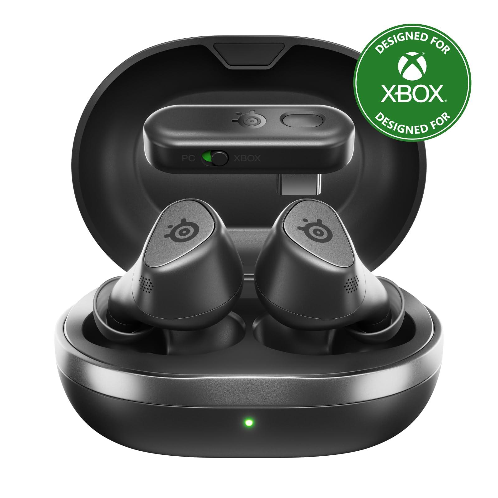 Arctis GameBuds for Xbox/PC/PS5/Switch/Mobile — Quick-Switch 2.4GHz + Bluetooth 5.3 — Active Noise Cancelling — Mobile App w/Sound Presets — Water Resistant IP55 — 40H Battery with Qi Charging Case