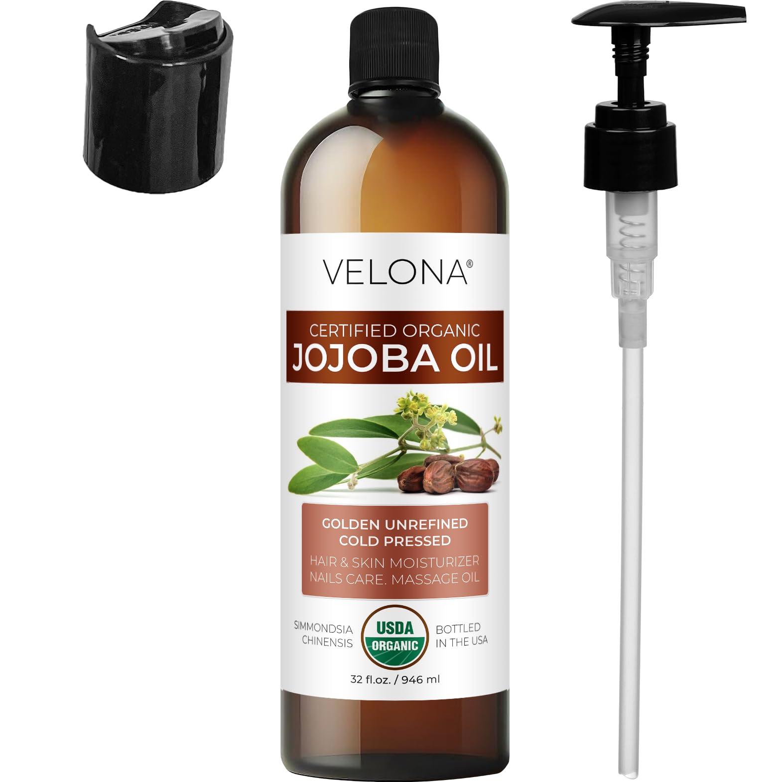 velona Jojoba Oil USDA Certified Organic - 32 fl oz (With Pump) | 100% Pure and Natural | Golden, Unrefined, Cold Pressed, Hexane Free | Moisturizing Face, Hair, Body, Skin Care - Image 7