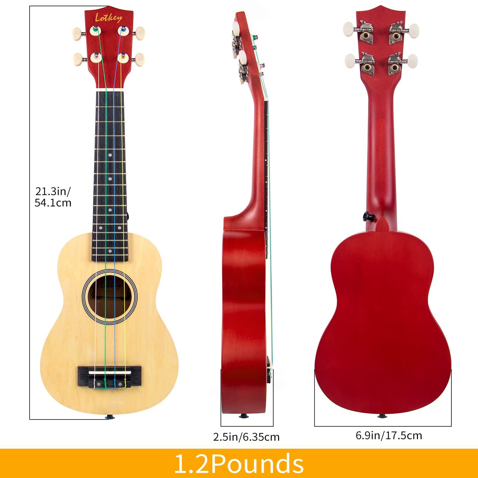 Ukulele, Soprano 21 Inch Ukelele Lotkey Ukeleles for Beginners Rainbow String Kit (Ukalalee Strap Cloth Tuner Bag Picks Manual) (basswood) - Image 2