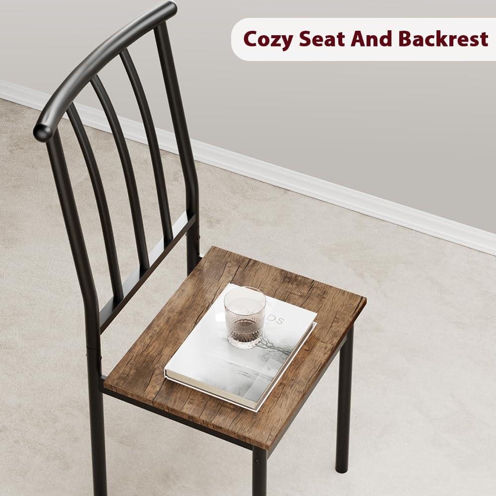 GAOMON Dining Table Set for 2, Kitchen Table and Chairs for 2 with Wine Rack, Dining Room Table Set with 2 Wood and Metal Chairs, Square Kitchen Table Set for Small Space, Apartment, Rustic Brown - Image 6