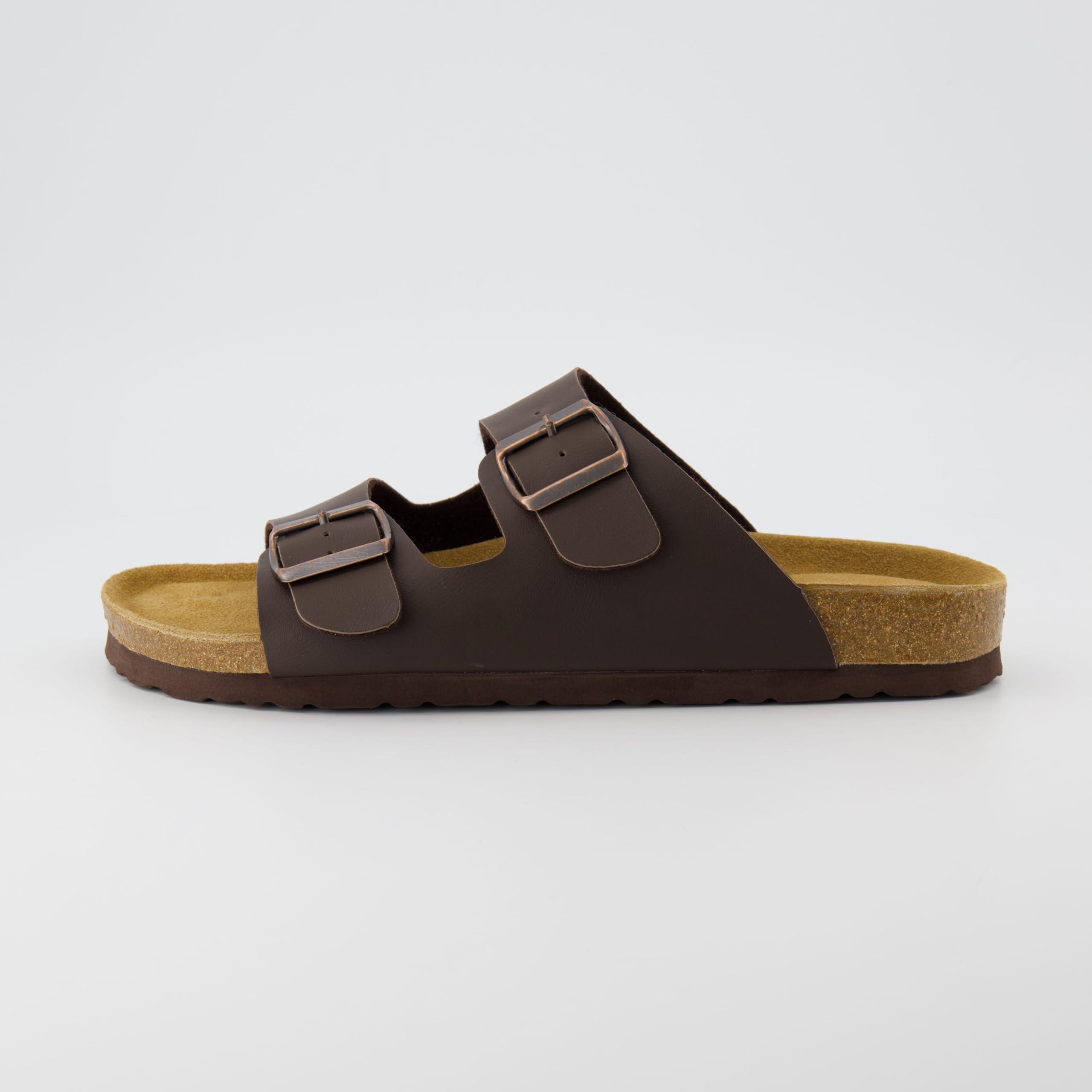 CUSHIONAIRE Lane Cork Footbed Mens Sandals, Adjustable Buckle Comfort Slides for Men, Genuine Leather Insole Summer Sandals Men Footwear - Image 6