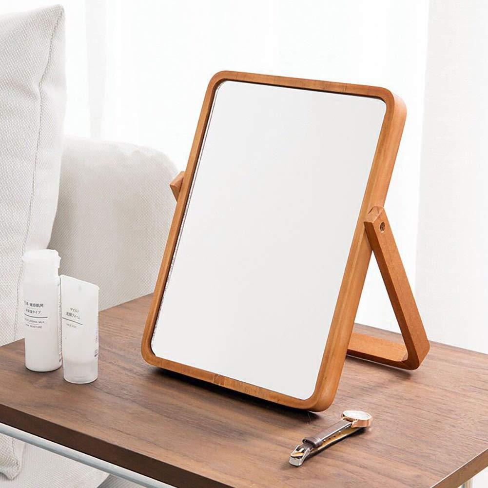 ZOROSY Desk Makeup Mirrors with Wood - Rectangle Wall-Mounted Mirrors Table Mirrors for Living Room Bedroom Birthday Gifts (10.5" L x 7.8" W) - Image 5