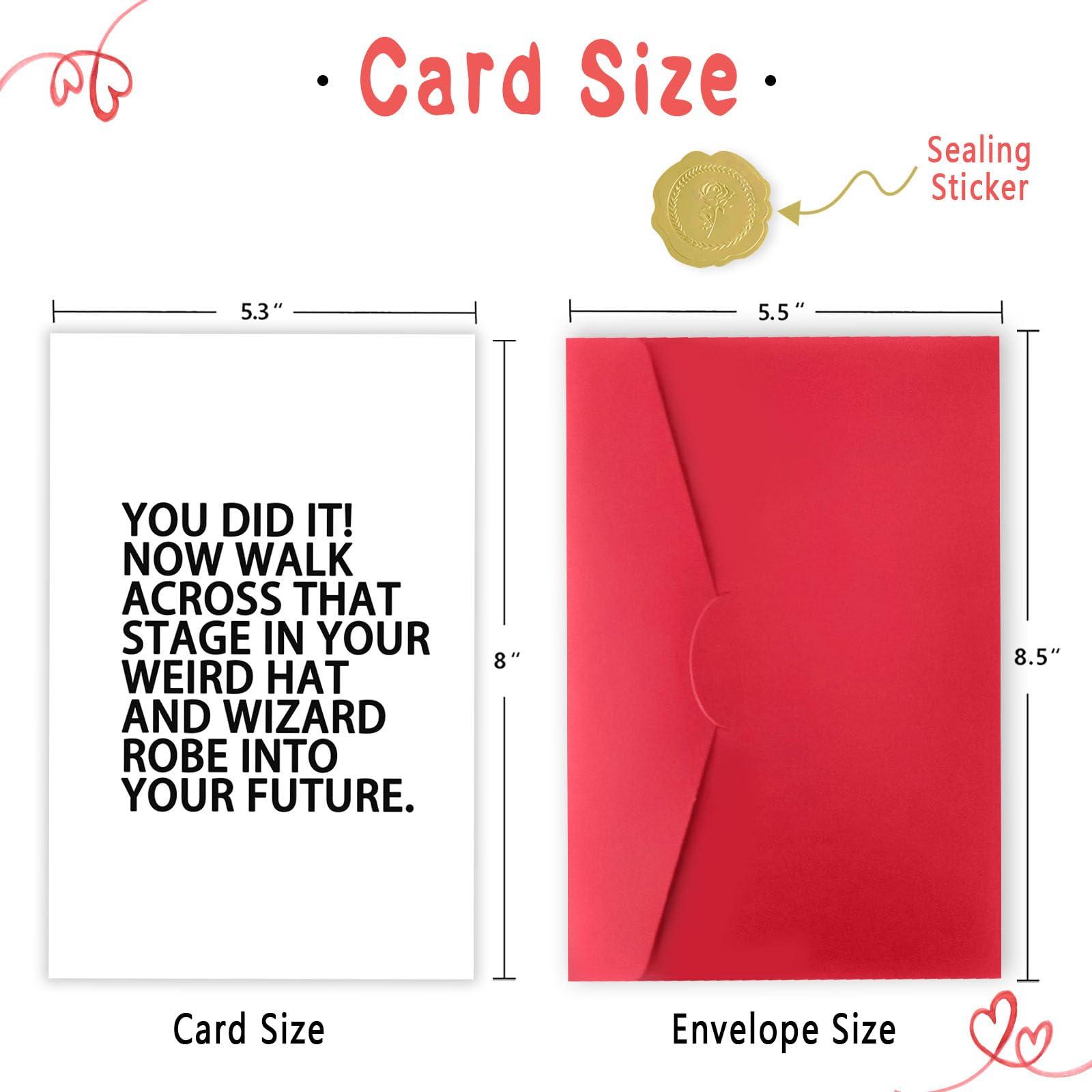 Londue Funny Graduation Cards Gifts for Her Him, Graduate Congratulation Card, Weird Hat and Robe, Gifts for High School College Grad, You Did It Card - Image 3
