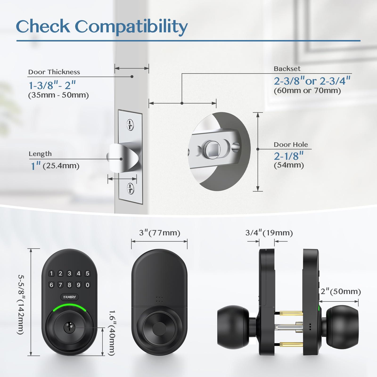 Keypad Smart Door Knob Lock, Yamiry Keyless Entry Digital Lock with Handle, Electronic Code Knob for Front Door, Easy Installation - Image 6