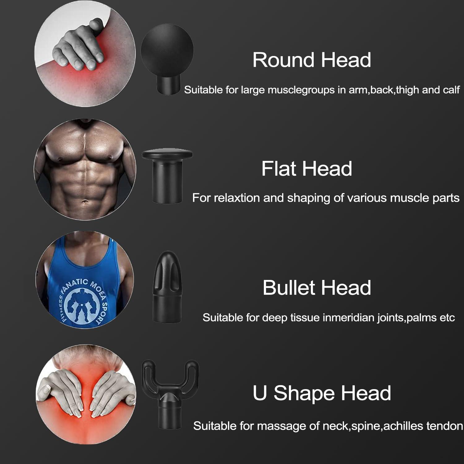 Massage Gun Deep Tissue - Back Muscle Massager w/High Torque Motor for Back Pain, Shoulder, Neck, Body, All Muscles Recover & Massage - Image 5