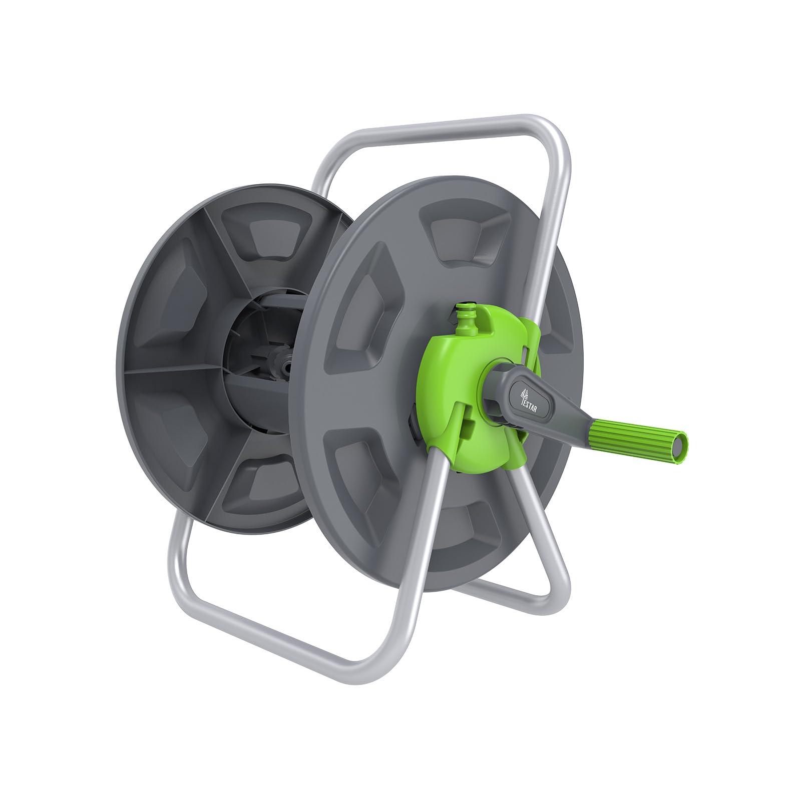 Garden Water Hose Reel Cart, Holds 65-147 Ft of 5/8 Inch, Wall Mounted Garden Hose Cart, Portable Hose Holder for Convenient Hose Storage and Watering