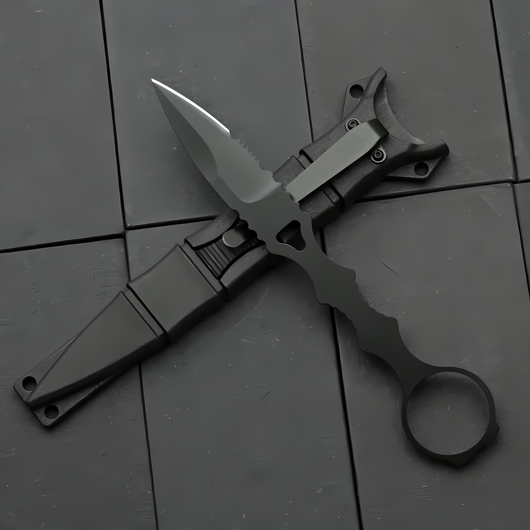 Portable Knife 6.7 Inch 440C Fixed Blade Outdoor Camping Portable Straight Knife With Kydex Sheath The Knife Comes In Black And White (Black) - Image 2