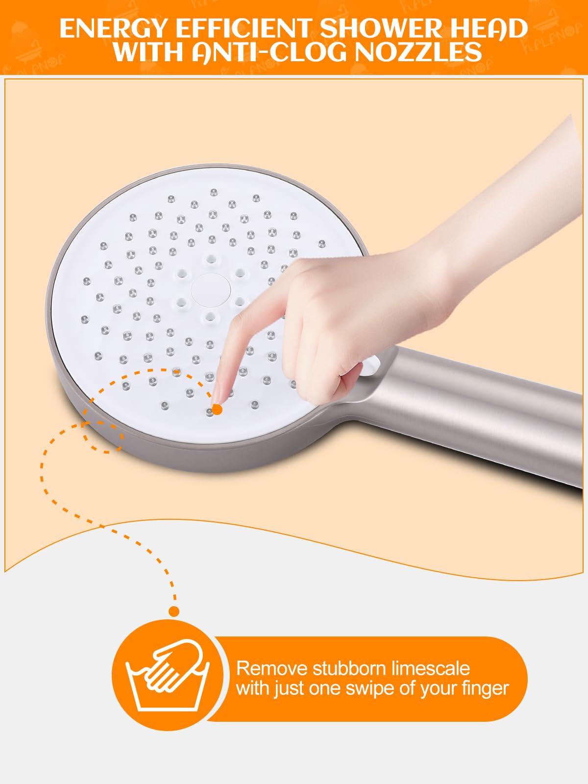 RALANDA Handheld Shower Head with Slide Bar, 2.5GPM High Pressure 3-Function Adjustable Handheld Shower Head with 59-Inch Hose and Adjustable Holder (Nickel) - Image 8