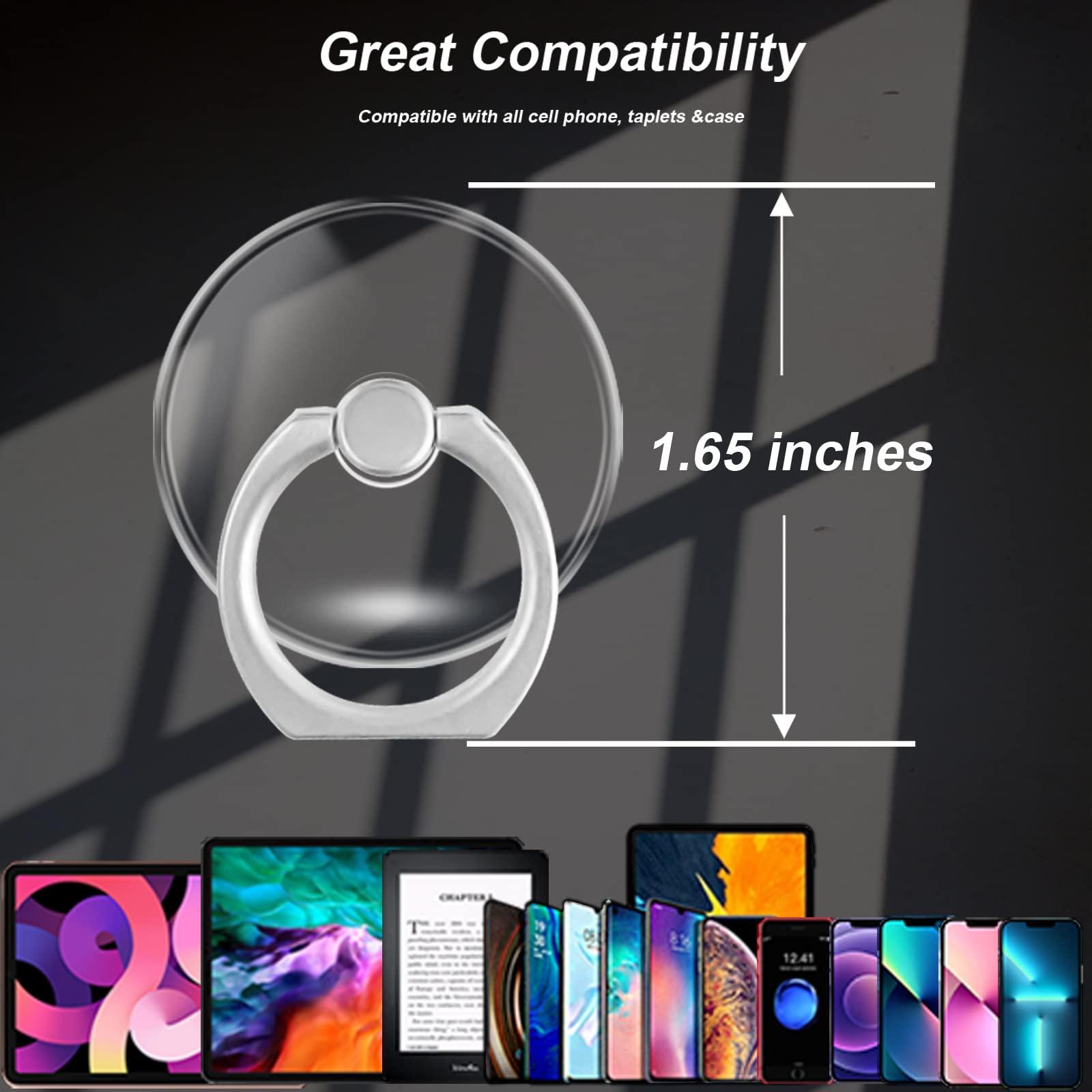 TACOMEGE Transparent Clear Phone Ring Grips Holder Kickstand, Finger Ring Stand for Cell Phone Tablet Case Accessories(Round-Clear) (1) - Image 5