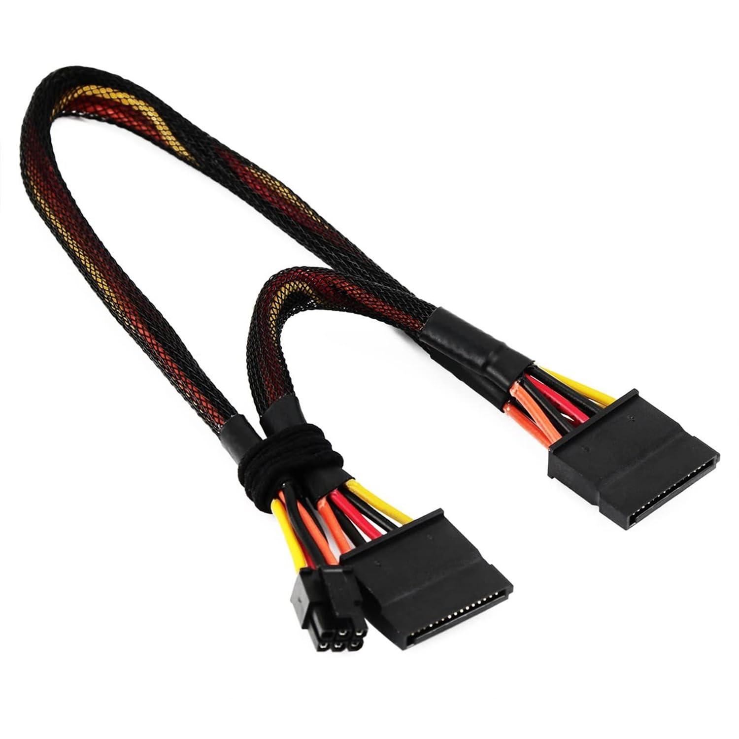 ALINNA SATA 15 Pin x2 to Mini 6 Pin ATX Cord Compatible with Dell Inspiron 3653 3650 HDD SATA Power Cable 12inch/30cm