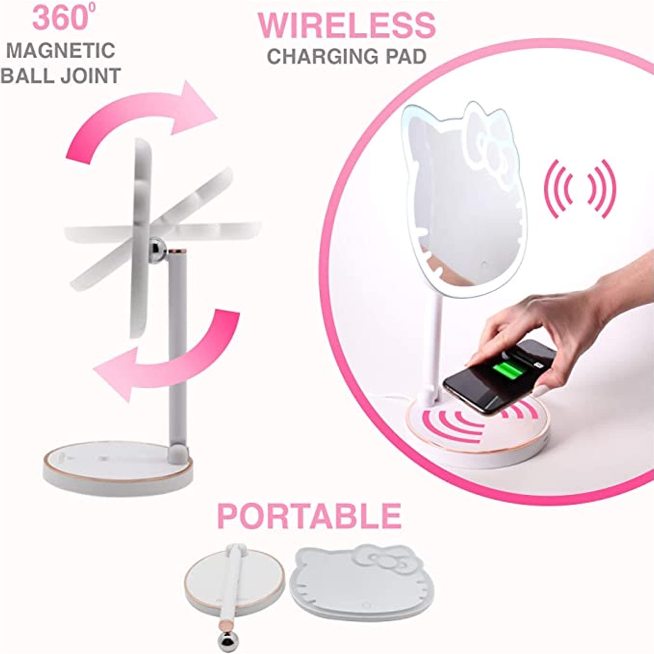 Impressions Vanity Hello Kitty Tabletop Mount LED Rechargeable Makeup Mirror with 360 Degree Rotation, Touch Sensor Desk Mirror with Light Strip and Adjustable Brightness - Image 5