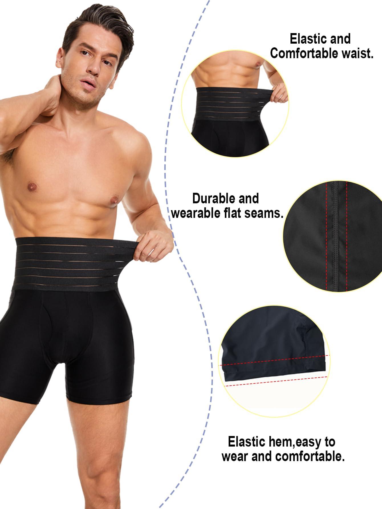 Clevvets Shapewear Shorts for Men Tummy Control Shorts Slimming Long Leg Compression Boxer Briefs - Image 2