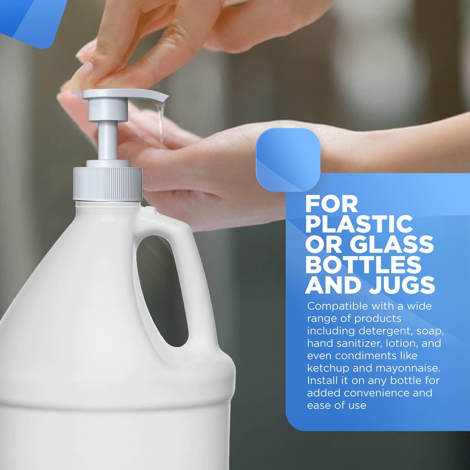 Gallon Pump Dispenser for Glass Jugs or Plastic Bottles - Compatible with Listerine Pump 1-1.5L Bottle Heavy-Duty Industrial Grade for Syrup, Soap, Condiments, Detergent - Pack of 2 White Pumps - Image 3