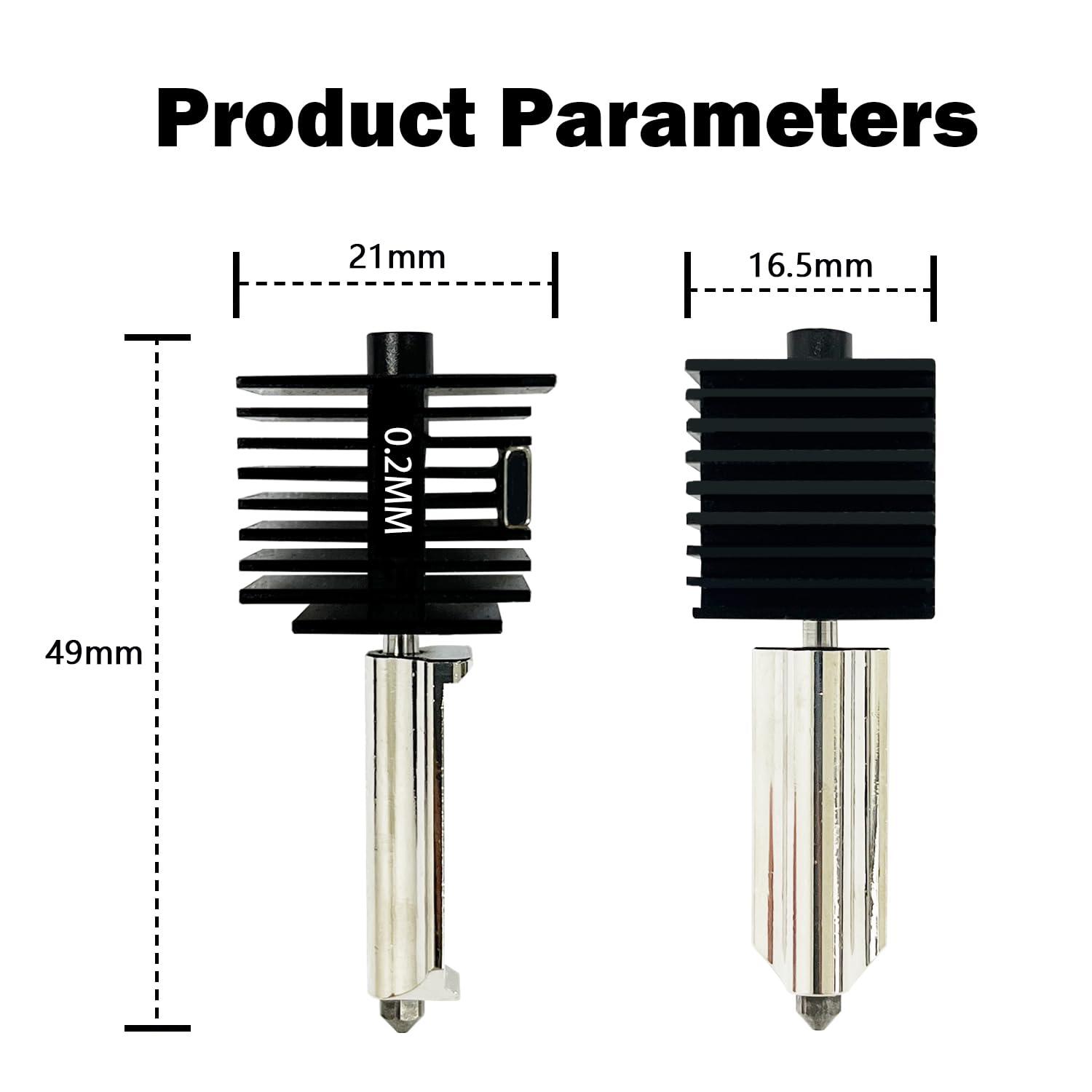 HzdaDeve 2 Pack 0.2MM A1 Mini/A1 Hotend Print Head Hot End Kit Extruder Upgrade High-Temperature Hardened Steel Nozzle Replacement with 4PCS Silicone Cover Sock for Bambu Lab 3D Printer Accessories - Image 6