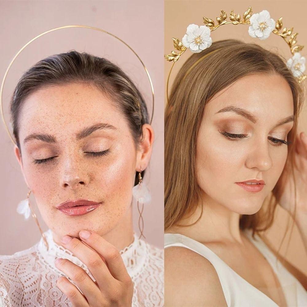 YuanHolumid Silver 3-Layer Halo Crown Headband Goddess Headpiece Multi-Layer Hair Crown DIY Metal Base Hair Hoops Beauty Accessories for Women - Image 7