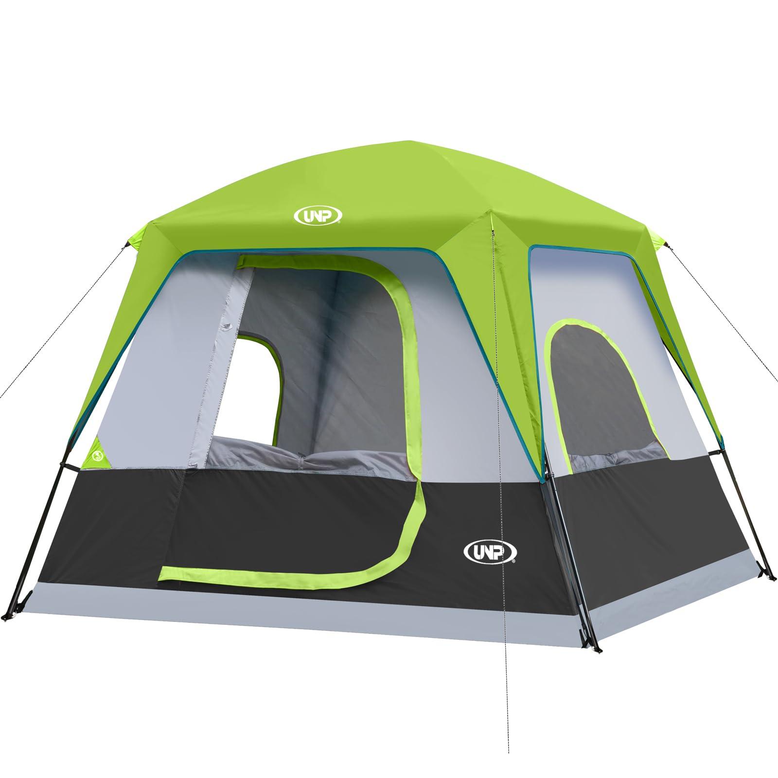UNP 2/4/6/8 Person Tent, Portable Cabin Tent, Camping Tent 4-Person Easy Set Up, Waterproof with Top Rainfly for Outdoor Camping/Hiking