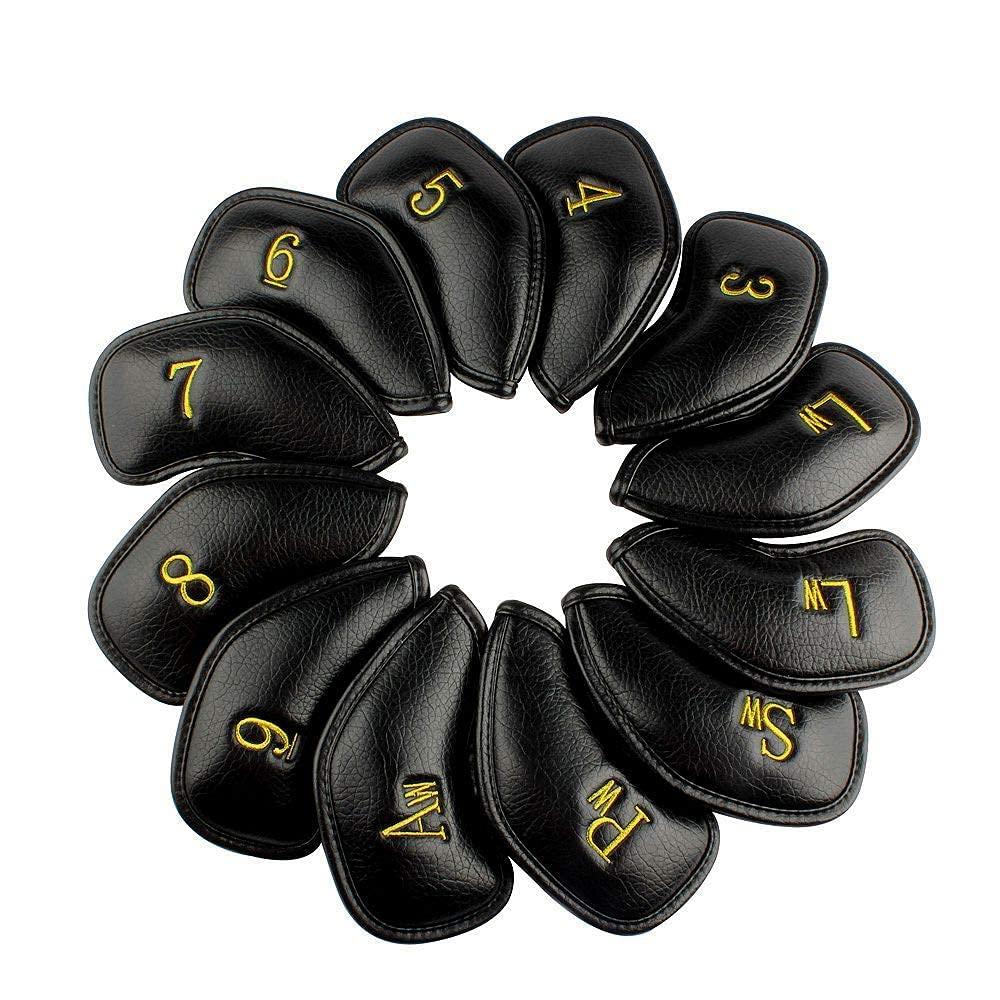 CRAFTSMAN GOLF 12pcs or 1pc Thick Synthetic Leather Golf Iron Head Covers Set Headcover Fit All Brands Callaway Ping Taylormade Cobra Etc. Also Custom Name