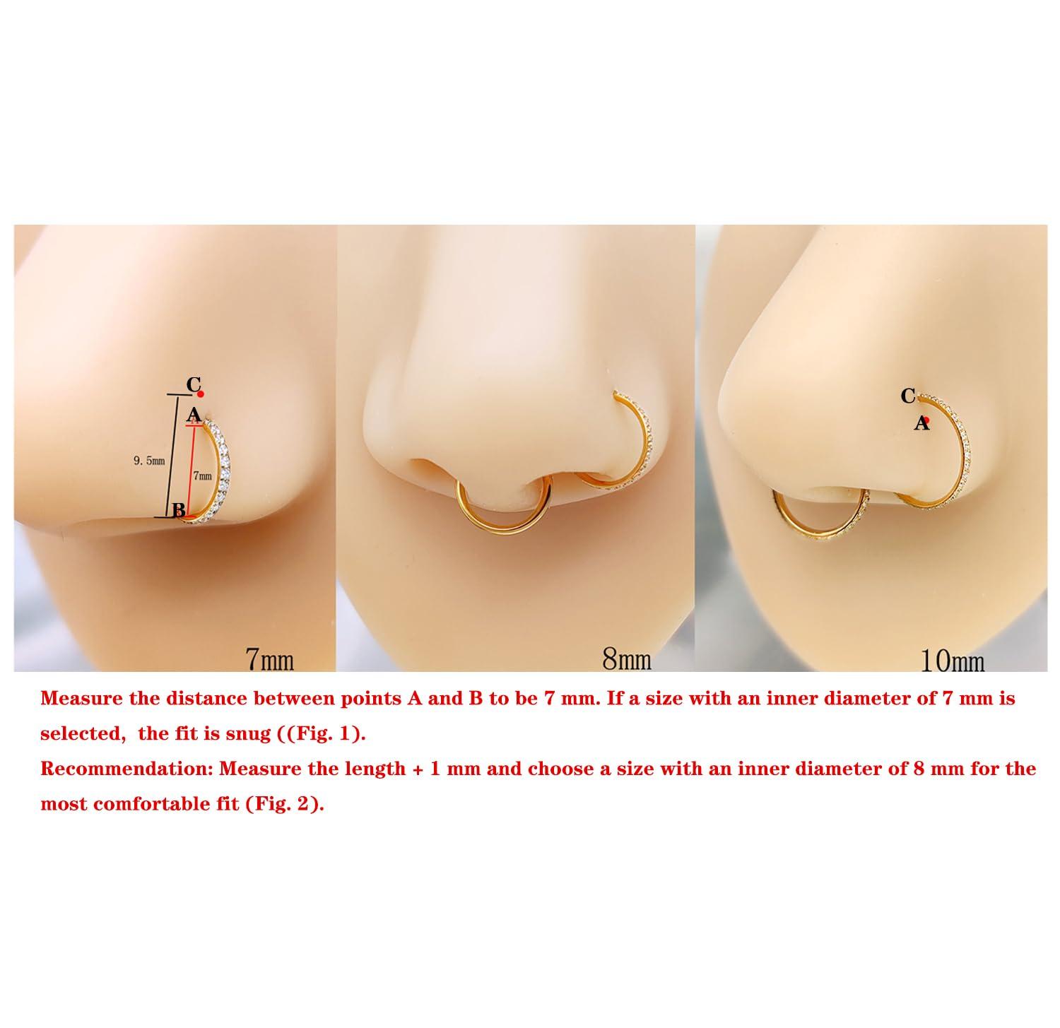 3Pcs Nose Rings Hoop 20G 18G 16G Surgical Steel Hinged Segment Rings Septum Jewelry Lip Ring Helix Conch cartilage earring for Women Girls Men 7mm 8mm 10mm - Image 5